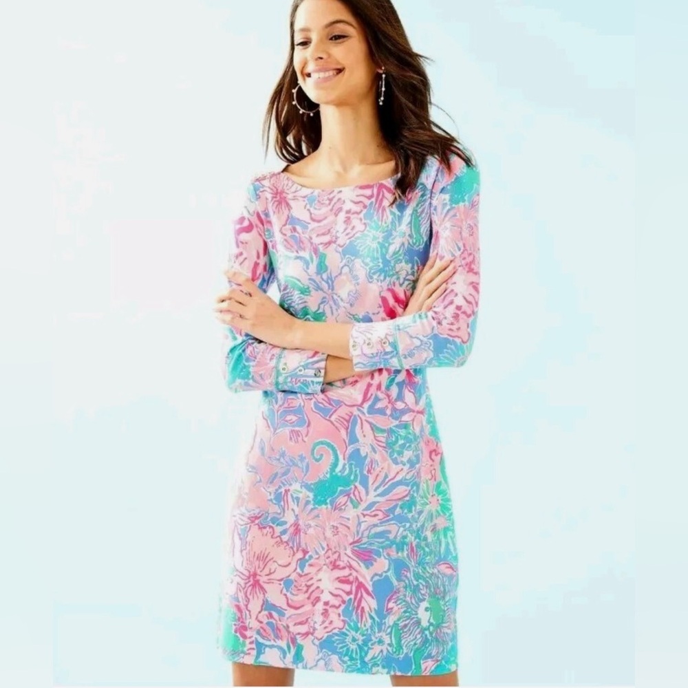 *Lilly Pulitzer UPF 50+ Sophie Dress Women’s XS Viva La Lilly Floral Print AJ467